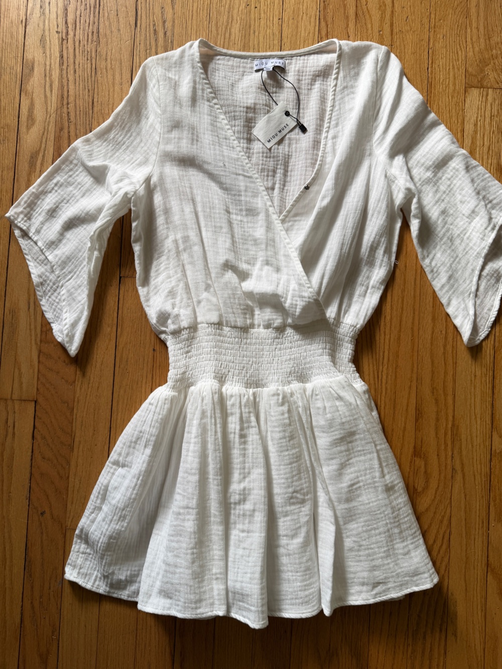 Miou Muse White Gauze Wrap-Style Dress in Small NWT - Picture 6 of 6